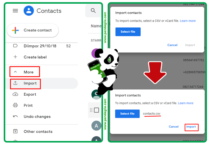 Step 1, Cara upload kontak file csv ke Google Contact