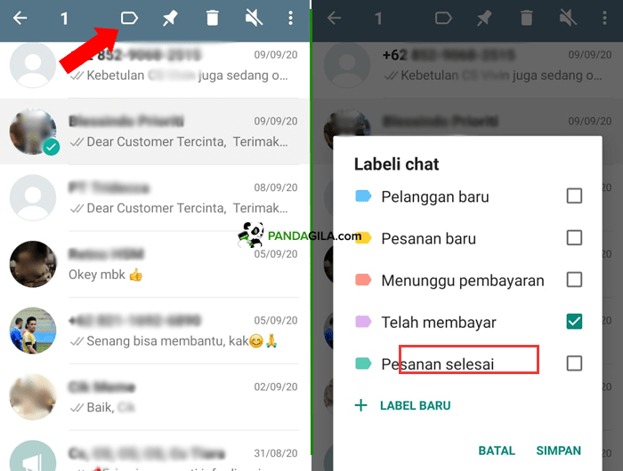 Menggunakan label di chat WhatsApp Business