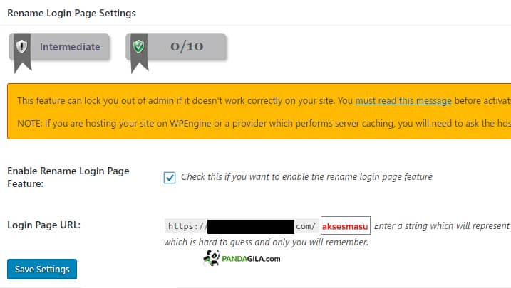 Cara mengganti alamat login WordPress dengan plugin All in One Security