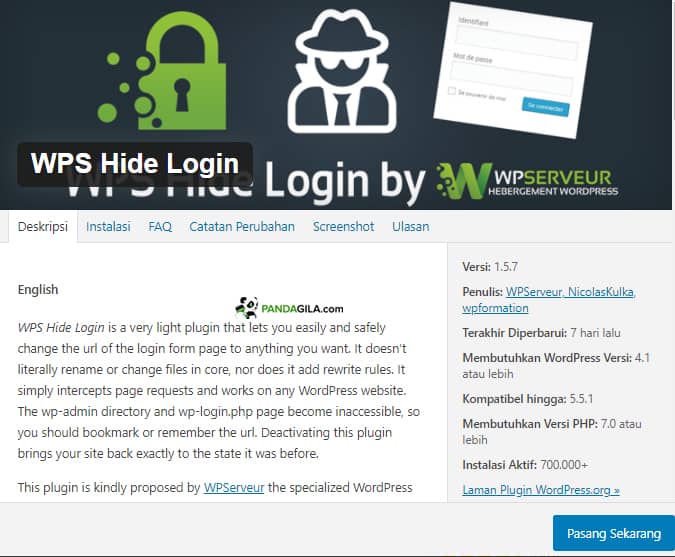 Plugin WPS Hide Login untuk mengganti alamat login wp-admin WordPress