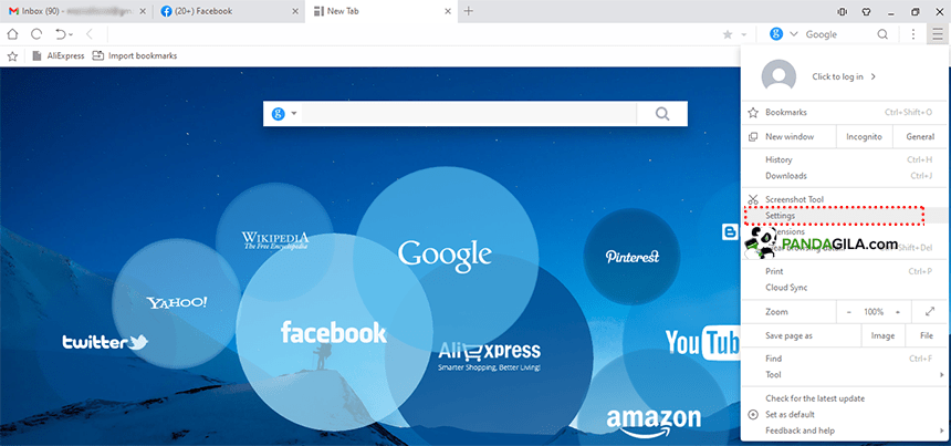 Masuk ke menu Setting di UC Browser