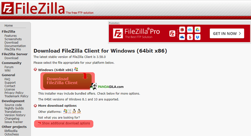 Cara download FileZilla
